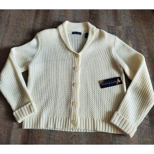 Karen Scott Petites Cream/Off White Button up Sweater Size PM NWT